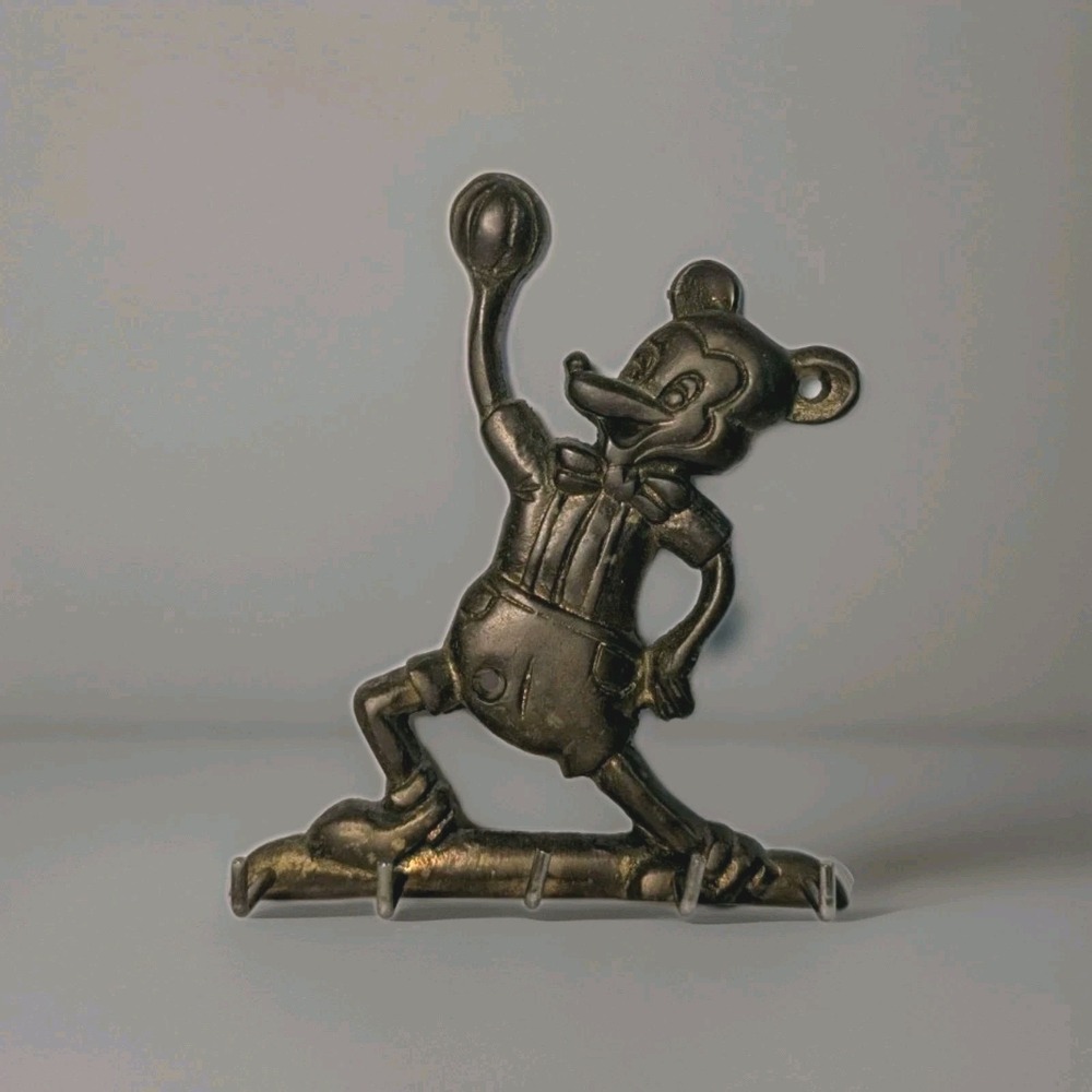 Vintage Mickey Mouse Disney Inspired Brass Key Holder, Hook Circa 1940-60s